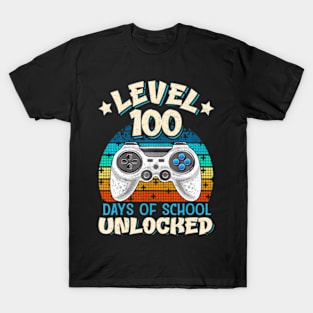 Level 100 Days Of School Unlocked 100th Day Video Gamer T-Shirt